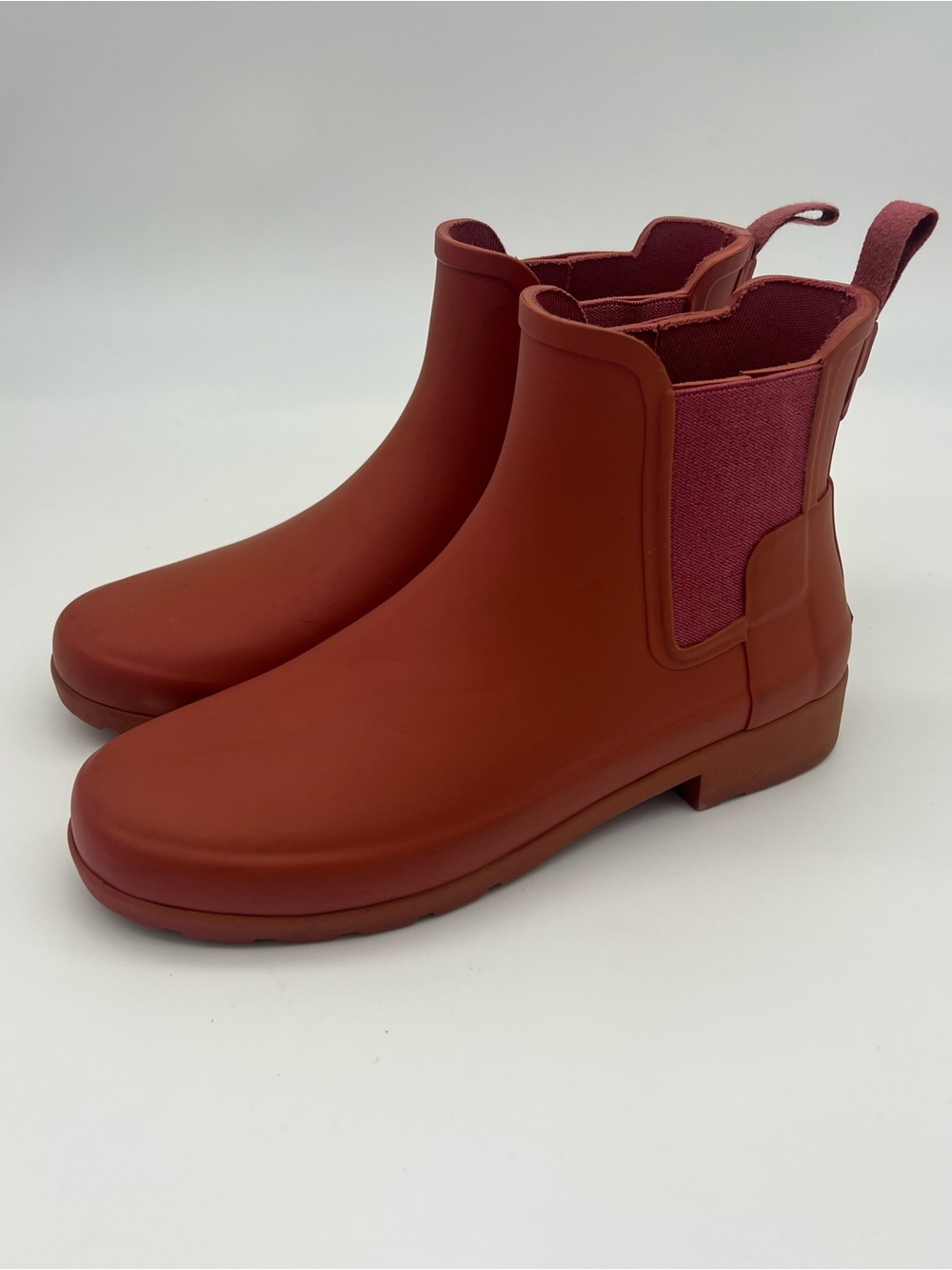 Hunter Women's Chelsea Rain Boots Rust Red refined size 6 short shoes slip on - Picture 2 of 10